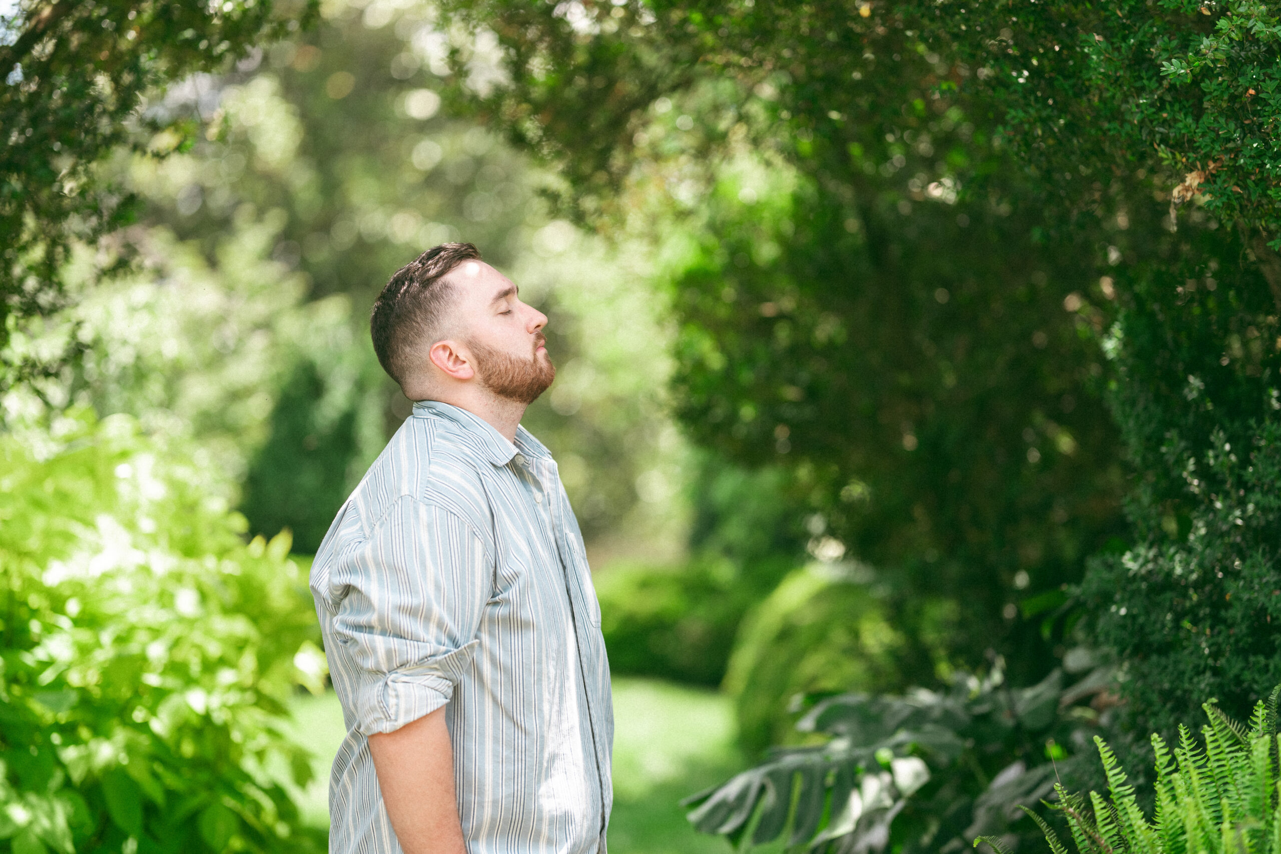 Groom-to-be taking a deep breath before the Northern Virginia proposal.